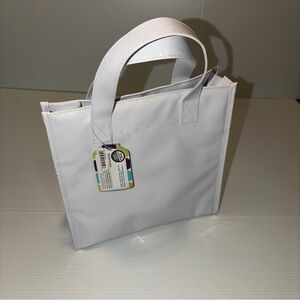 Von Maur Insulated Lunch Tote White Glossy Thermal Bag New w/ Tags